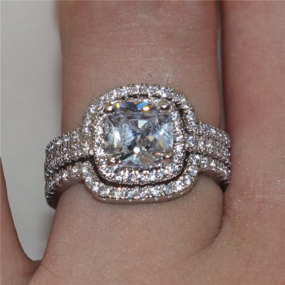 10K White Gold Filled Simulated Diamond